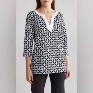 NWT TOMMY BAHAMA AUBREY Interlock Bay TUNIC in Black & White Size Medium